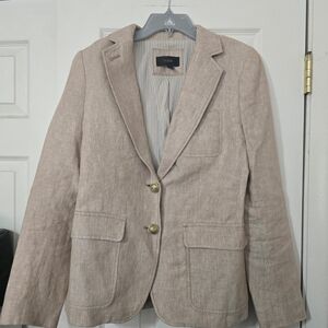 J. Crew Rhodes blazer size 8 Oatmeal 100% Linen Gold Button Academia Preppy